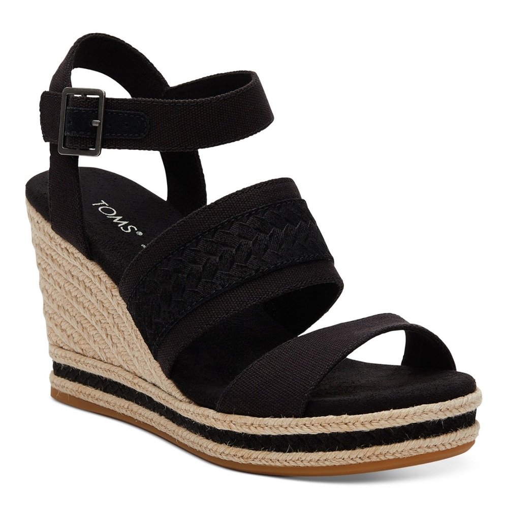 TOMS Madelyn Espadrille Wedge Sandal - Size 9.5 in Black